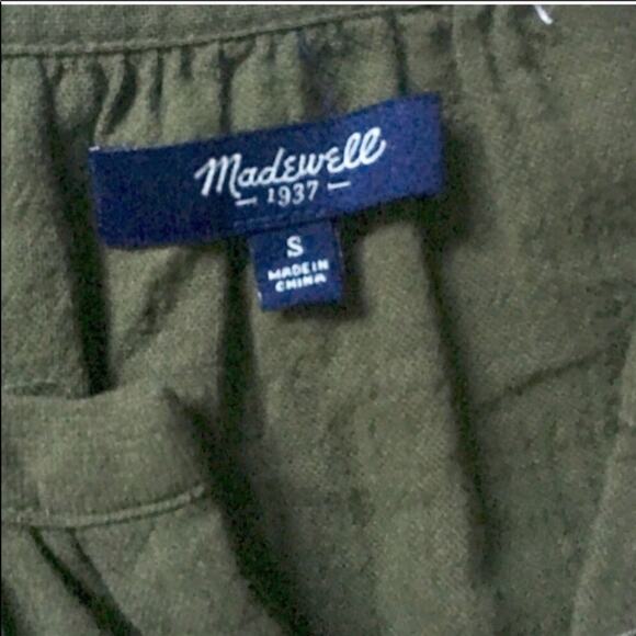 NEW MADEWELL Mallorca Button Front Tie Vneck Army Olive Green Shorts Romper S - Picture 7 of 8